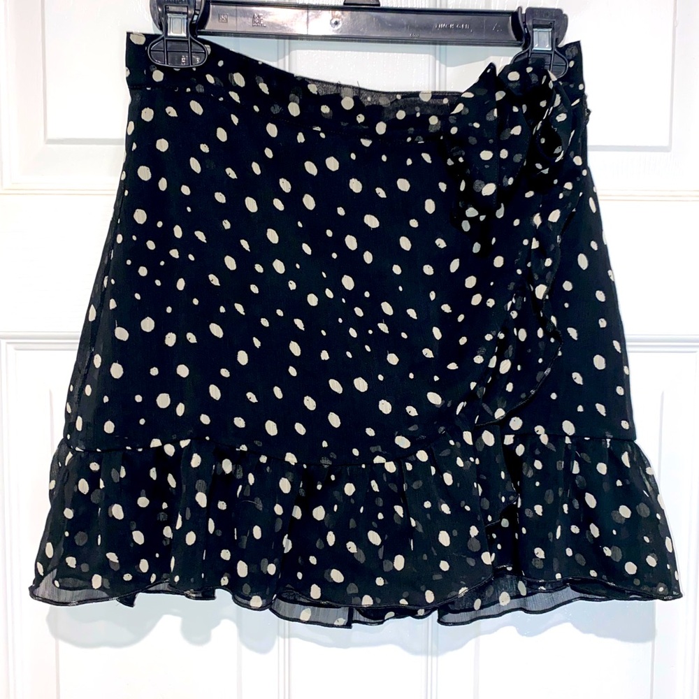 Urban Outfitters Black Mini Skirt with Cream Polka Dots